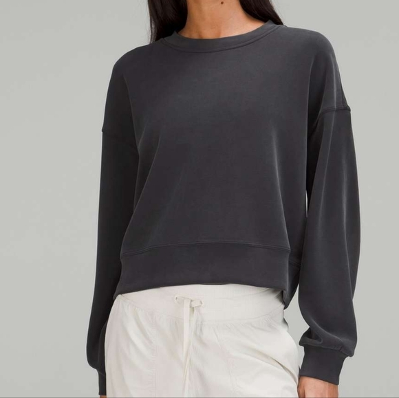 lululemon athletica Sweaters - Lululemon Softstreme Perfectly Oversized Cropped CrewBlack (First Release)